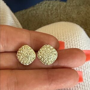 NWOT Silver Tone Earrings with Crystal Accents 1/2 inch
